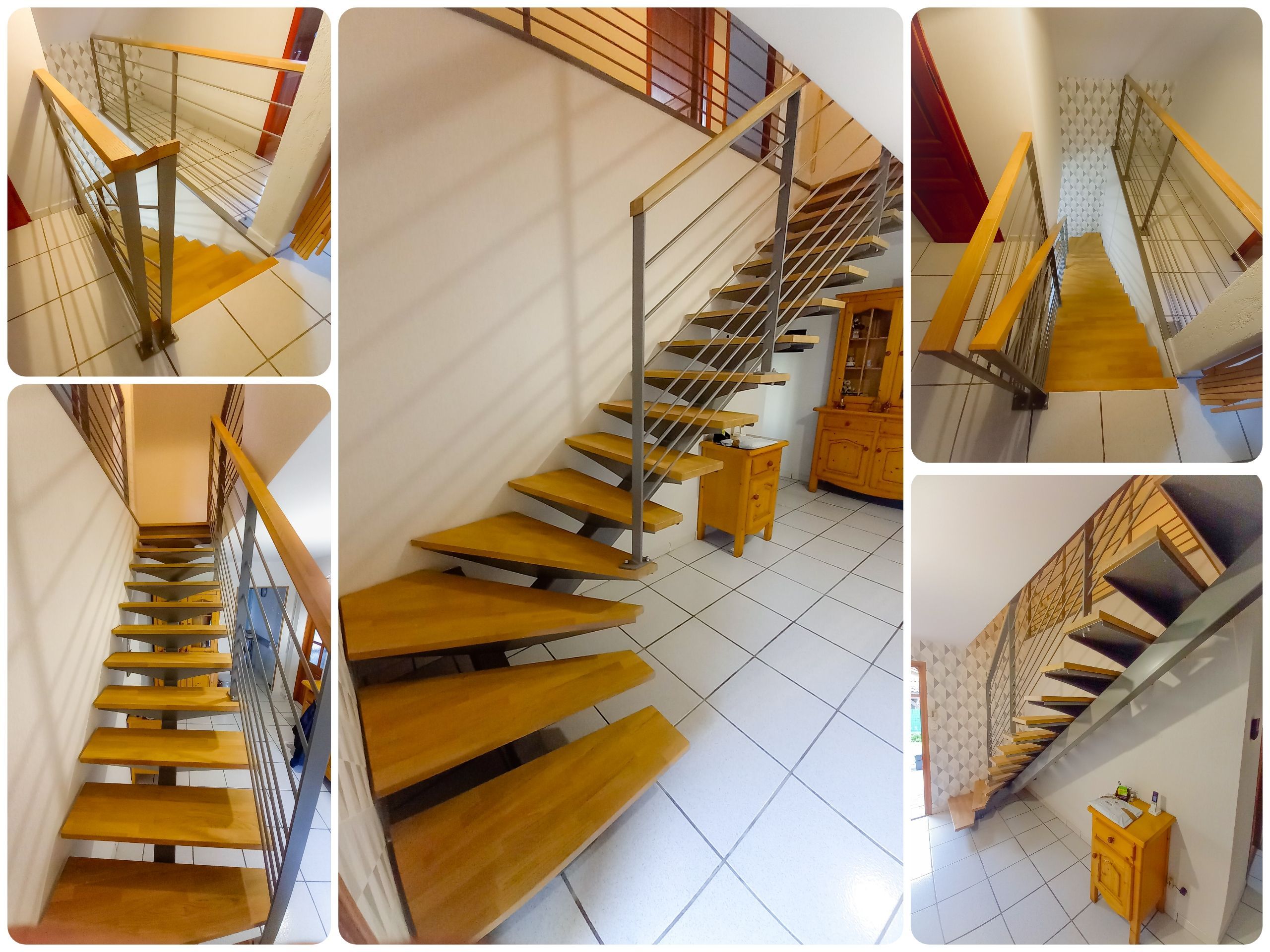 Escaliers acier un quart tournant marche bois - Photo 1